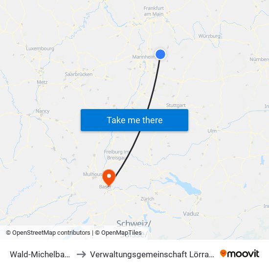 Wald-Michelbach to Verwaltungsgemeinschaft Lörrach map