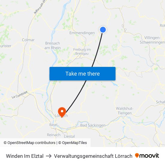 Winden Im Elztal to Verwaltungsgemeinschaft Lörrach map