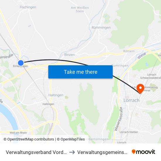 Verwaltungsverband Vorderes Kandertal to Verwaltungsgemeinschaft Lörrach map