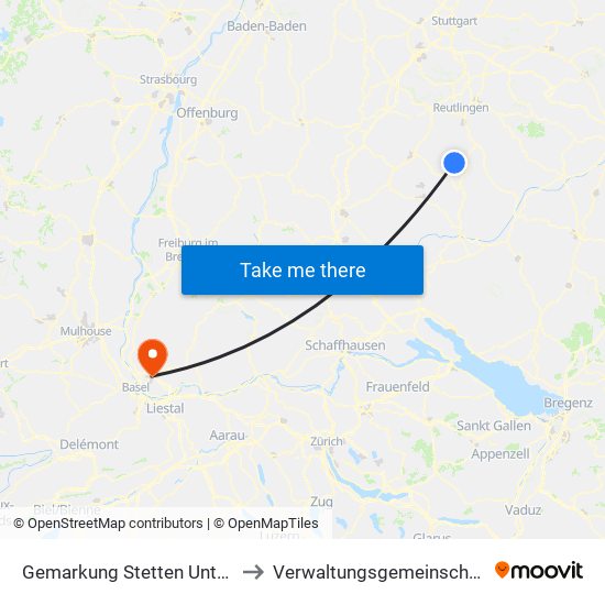 Gemarkung Stetten Unter Holstein to Verwaltungsgemeinschaft Lörrach map