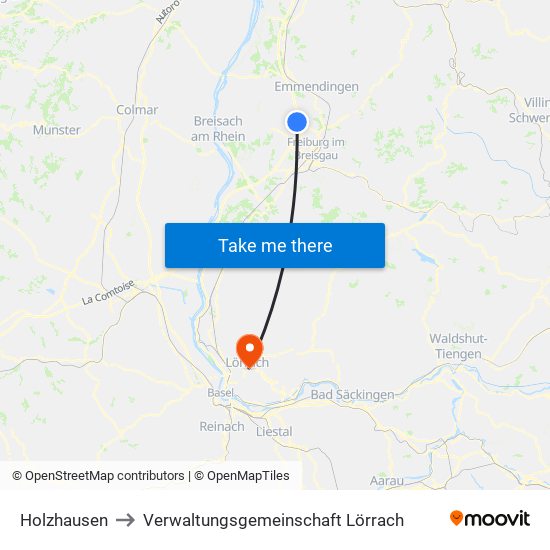 Holzhausen to Verwaltungsgemeinschaft Lörrach map