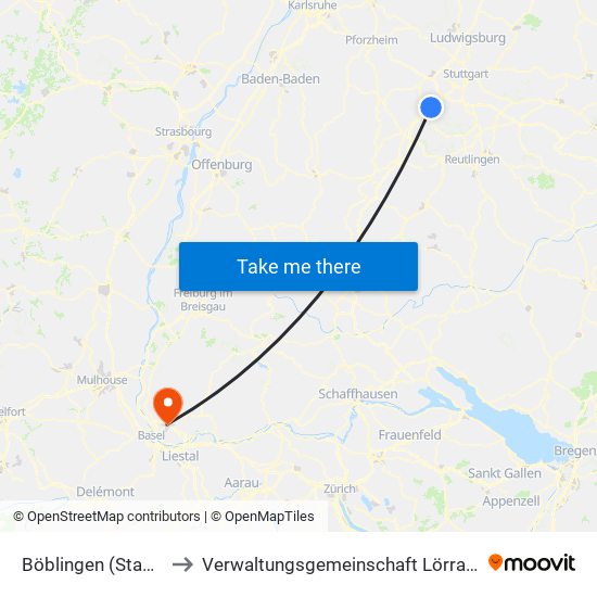 Böblingen (Stadt) to Verwaltungsgemeinschaft Lörrach map