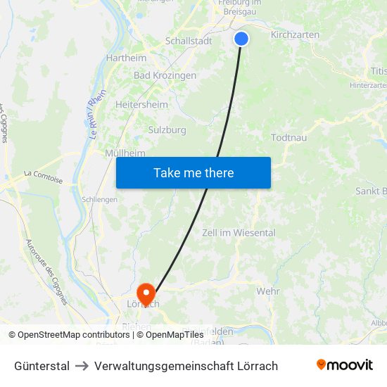 Günterstal to Verwaltungsgemeinschaft Lörrach map