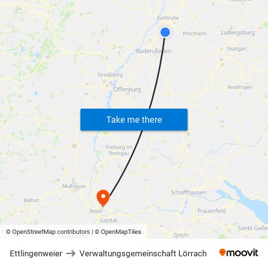 Ettlingenweier to Verwaltungsgemeinschaft Lörrach map