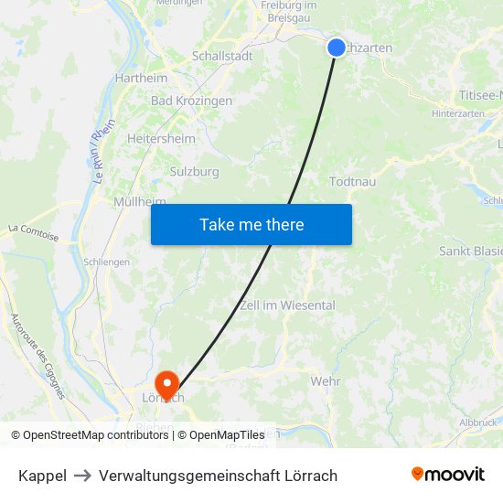 Kappel to Verwaltungsgemeinschaft Lörrach map