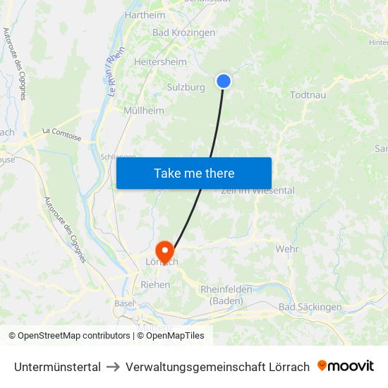 Untermünstertal to Verwaltungsgemeinschaft Lörrach map