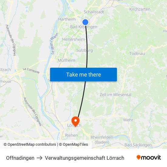 Offnadingen to Verwaltungsgemeinschaft Lörrach map