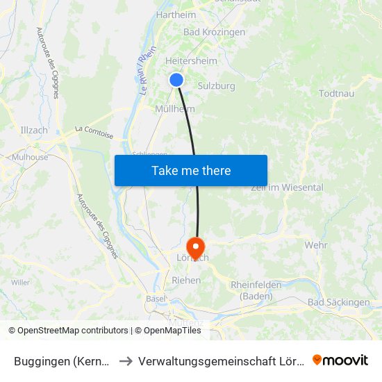 Buggingen (Kernort) to Verwaltungsgemeinschaft Lörrach map