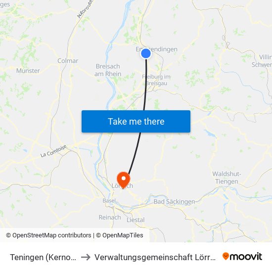 Teningen (Kernort) to Verwaltungsgemeinschaft Lörrach map