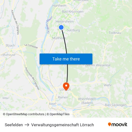 Seefelden to Verwaltungsgemeinschaft Lörrach map