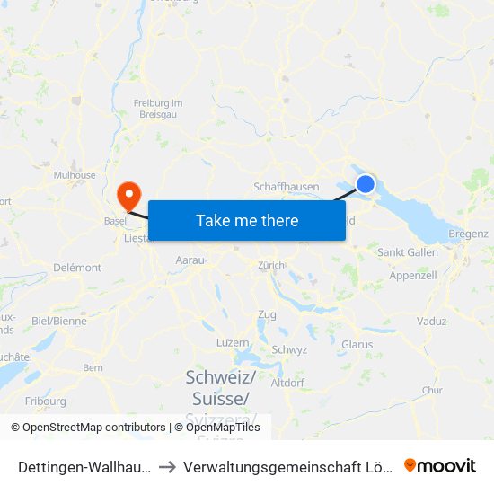 Dettingen-Wallhausen to Verwaltungsgemeinschaft Lörrach map