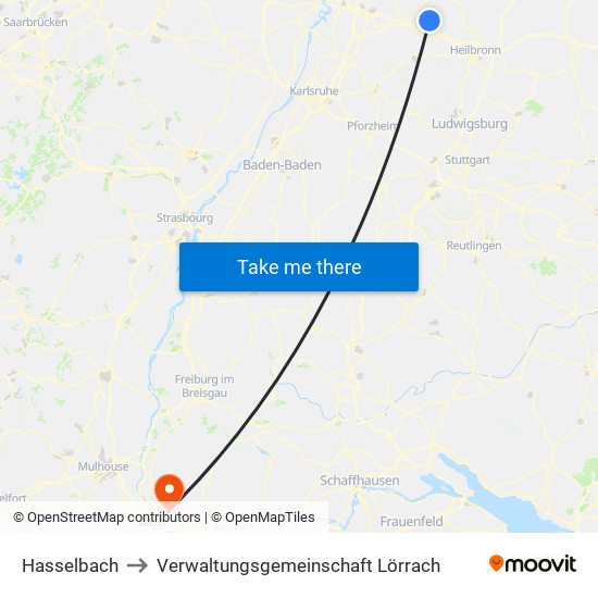 Hasselbach to Verwaltungsgemeinschaft Lörrach map