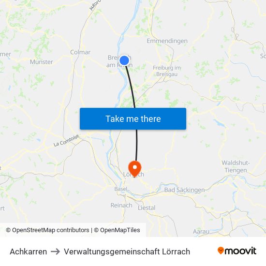 Achkarren to Verwaltungsgemeinschaft Lörrach map