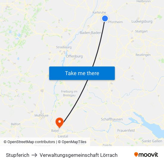 Stupferich to Verwaltungsgemeinschaft Lörrach map