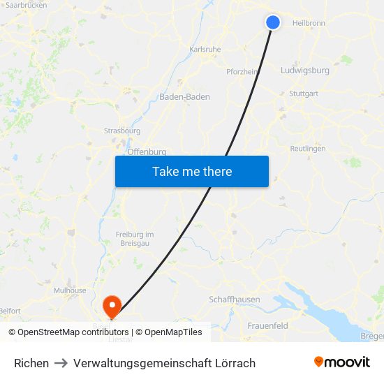 Richen to Verwaltungsgemeinschaft Lörrach map