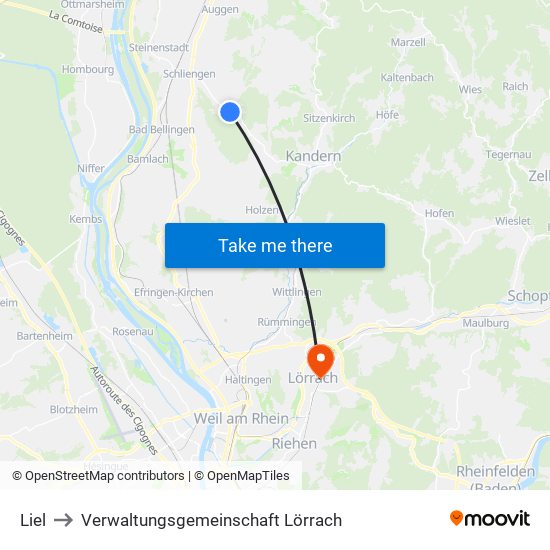 Liel to Verwaltungsgemeinschaft Lörrach map