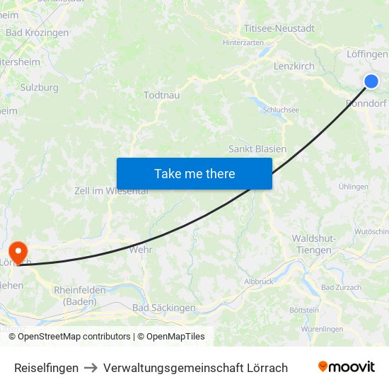 Reiselfingen to Verwaltungsgemeinschaft Lörrach map