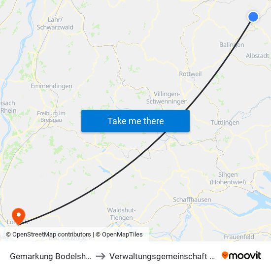 Gemarkung Bodelshausen to Verwaltungsgemeinschaft Lörrach map