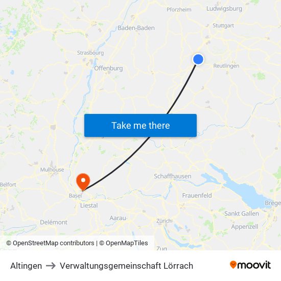 Altingen to Verwaltungsgemeinschaft Lörrach map