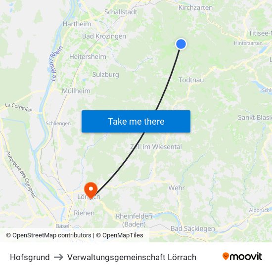 Hofsgrund to Verwaltungsgemeinschaft Lörrach map