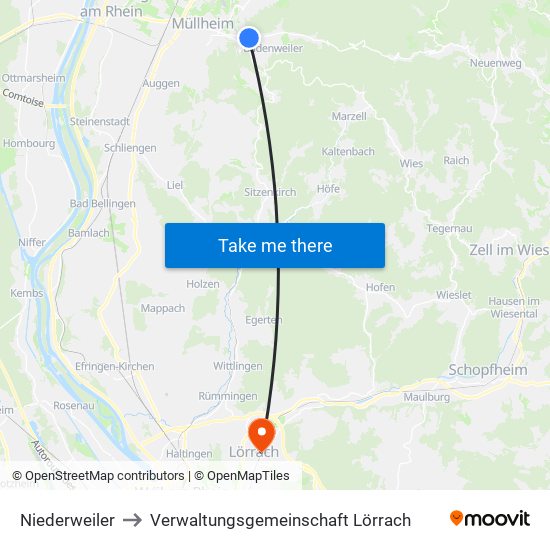 Niederweiler to Verwaltungsgemeinschaft Lörrach map