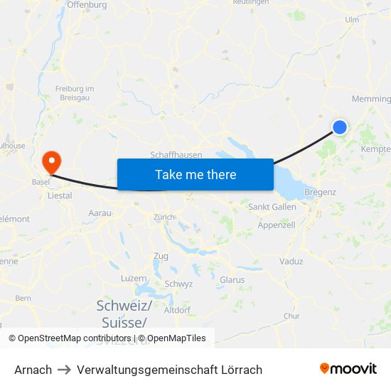 Arnach to Verwaltungsgemeinschaft Lörrach map