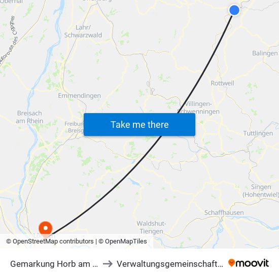 Gemarkung Horb am Neckar to Verwaltungsgemeinschaft Lörrach map