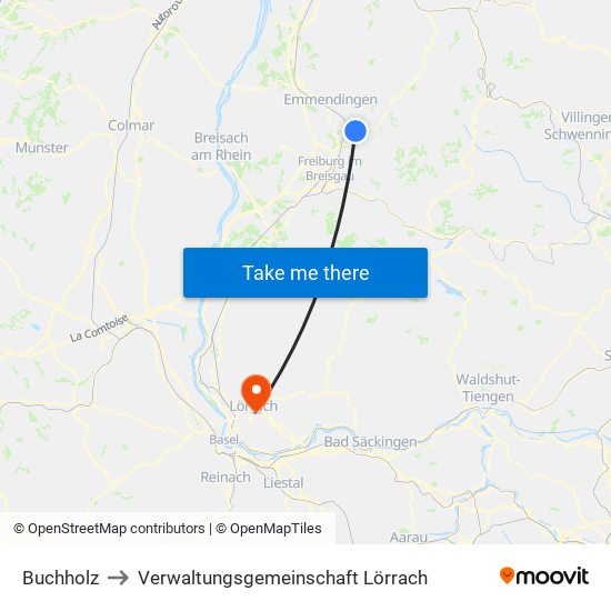 Buchholz to Verwaltungsgemeinschaft Lörrach map
