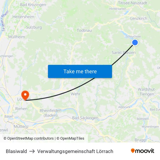 Blasiwald to Verwaltungsgemeinschaft Lörrach map