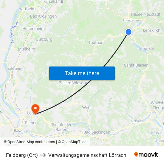 Feldberg (Ort) to Verwaltungsgemeinschaft Lörrach map