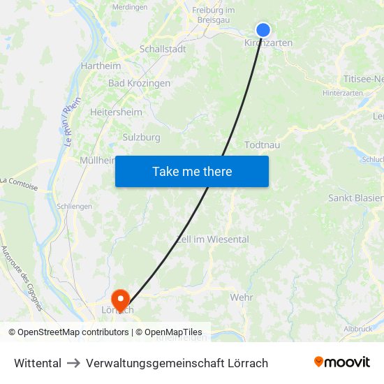 Wittental to Verwaltungsgemeinschaft Lörrach map