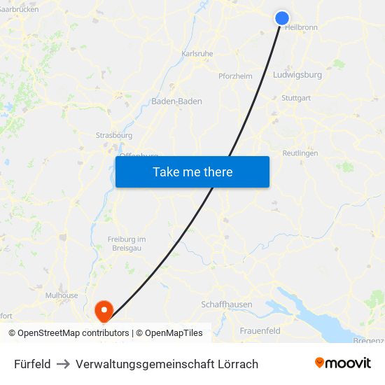 Fürfeld to Verwaltungsgemeinschaft Lörrach map