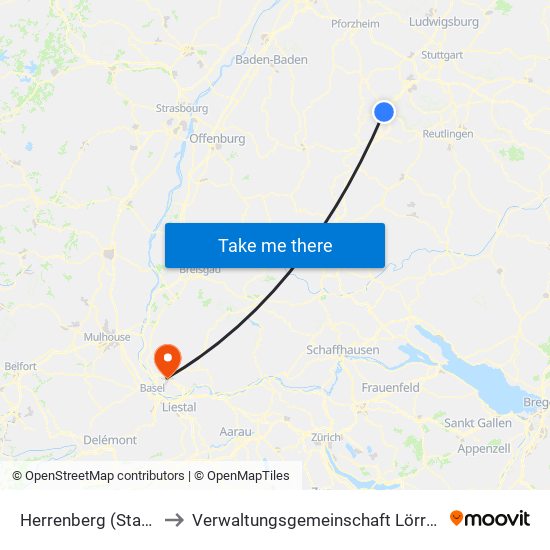 Herrenberg (Stadt) to Verwaltungsgemeinschaft Lörrach map