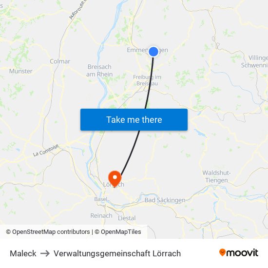 Maleck to Verwaltungsgemeinschaft Lörrach map