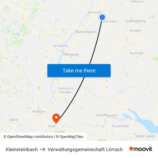 Kleinsteinbach to Verwaltungsgemeinschaft Lörrach map