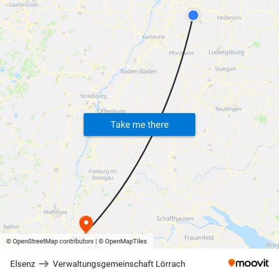 Elsenz to Verwaltungsgemeinschaft Lörrach map