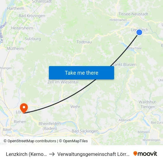 Lenzkirch (Kernort) to Verwaltungsgemeinschaft Lörrach map