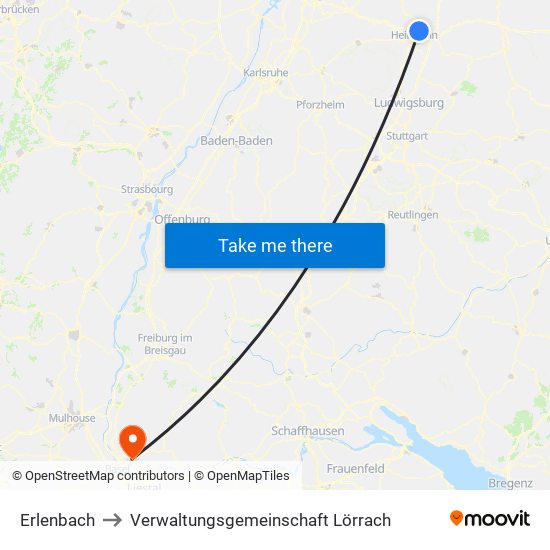 Erlenbach to Verwaltungsgemeinschaft Lörrach map