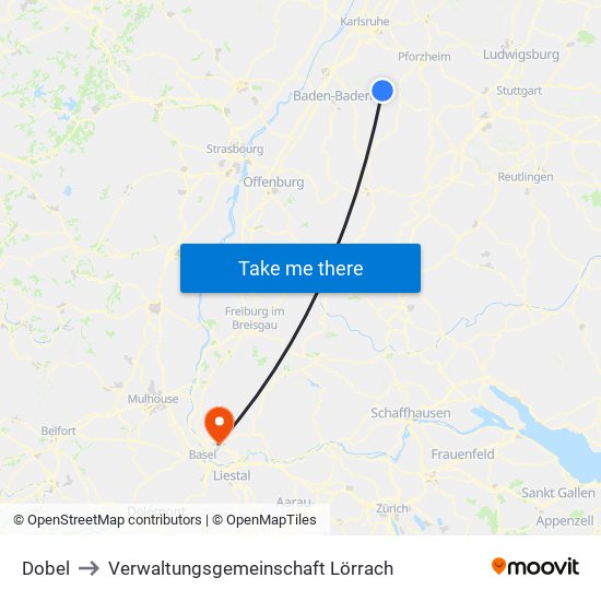 Dobel to Verwaltungsgemeinschaft Lörrach map