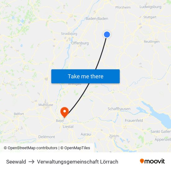 Seewald to Verwaltungsgemeinschaft Lörrach map