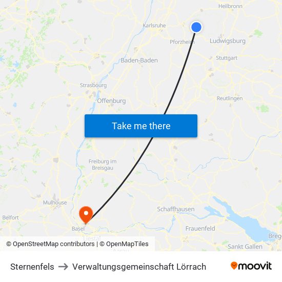 Sternenfels to Verwaltungsgemeinschaft Lörrach map
