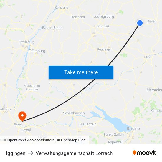 Iggingen to Verwaltungsgemeinschaft Lörrach map