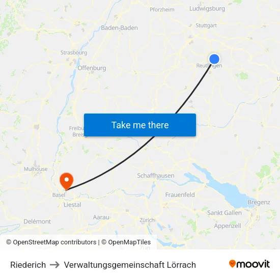 Riederich to Verwaltungsgemeinschaft Lörrach map