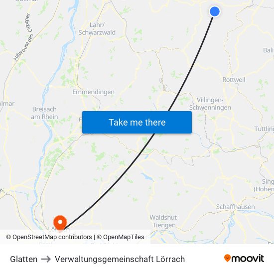 Glatten to Verwaltungsgemeinschaft Lörrach map