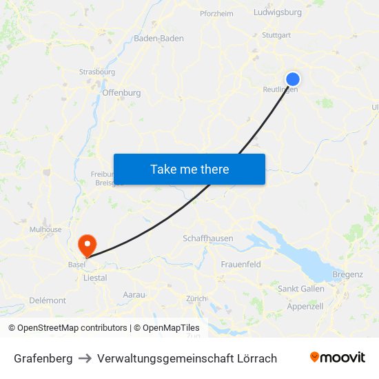 Grafenberg to Verwaltungsgemeinschaft Lörrach map