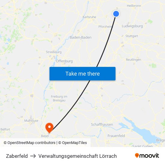 Zaberfeld to Verwaltungsgemeinschaft Lörrach map