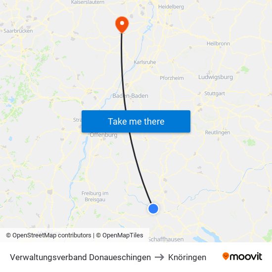 Verwaltungsverband Donaueschingen to Knöringen map