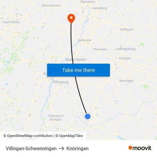 Villingen-Schwenningen to Knöringen map