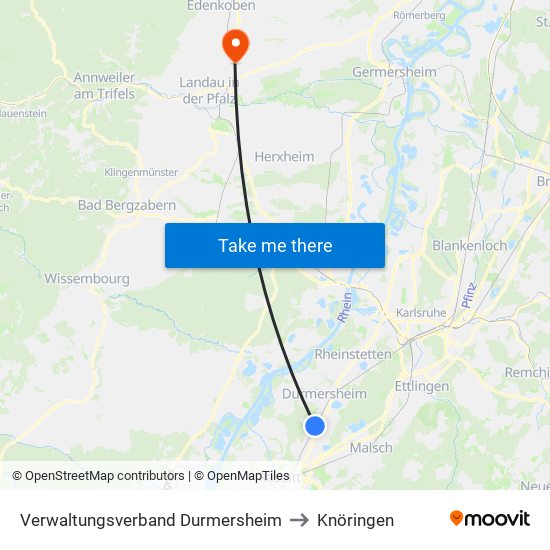 Verwaltungsverband Durmersheim to Knöringen map