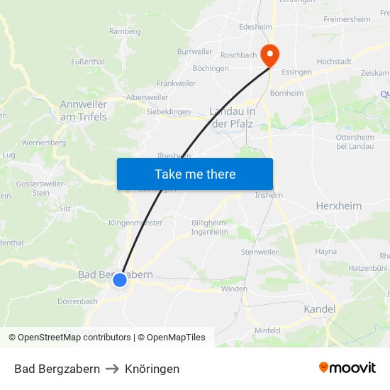 Bad Bergzabern to Knöringen map